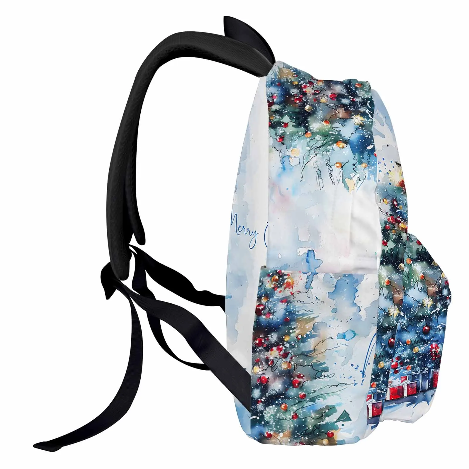 Natal aquarela árvore de natal presente grande capacidade mochila dos homens sacos para portátil do ensino médio adolescente faculdade menina estudante