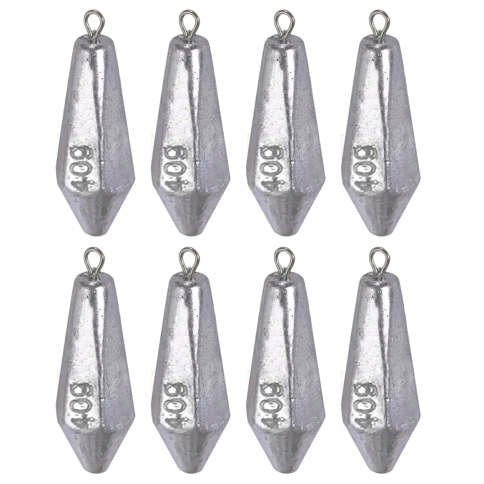 8pcs 40g Drop Shot Fishing Sinkers Kit Hexagonal Shape Lead Sinker Weight Kits Fishing Accessories 20g 30g 60g 80g 100g