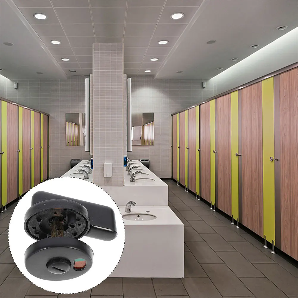 

3 Pcs Door Lock Bathroom Indicator The Sign Bedroom with Key Black Handles Interior Plastic Knob