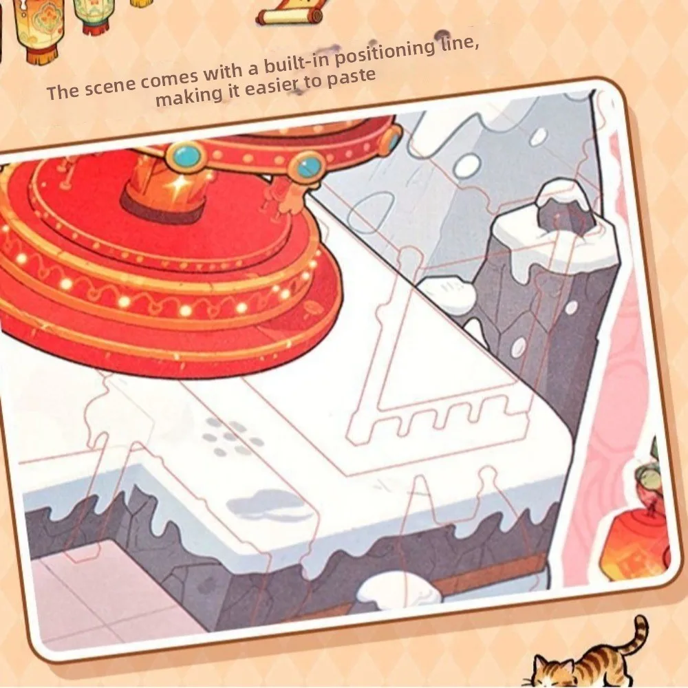 

Модные новогодние 3D миниатюрные наклейки: ПЭТ-стикеры с вырезанными элементами для сценок с домиками, 8 сцен, 20 листов, пейзажные наклейки, праздничный подарок