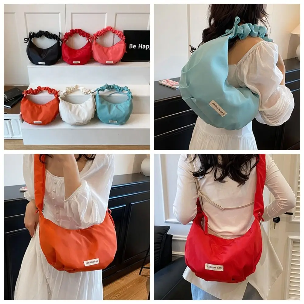 

Fashion Designer Pleated Shoulder Bag Solid Color Casual Hobos Crossbody Bag Leightweight Large Capacity Women's Tote Bag Travel