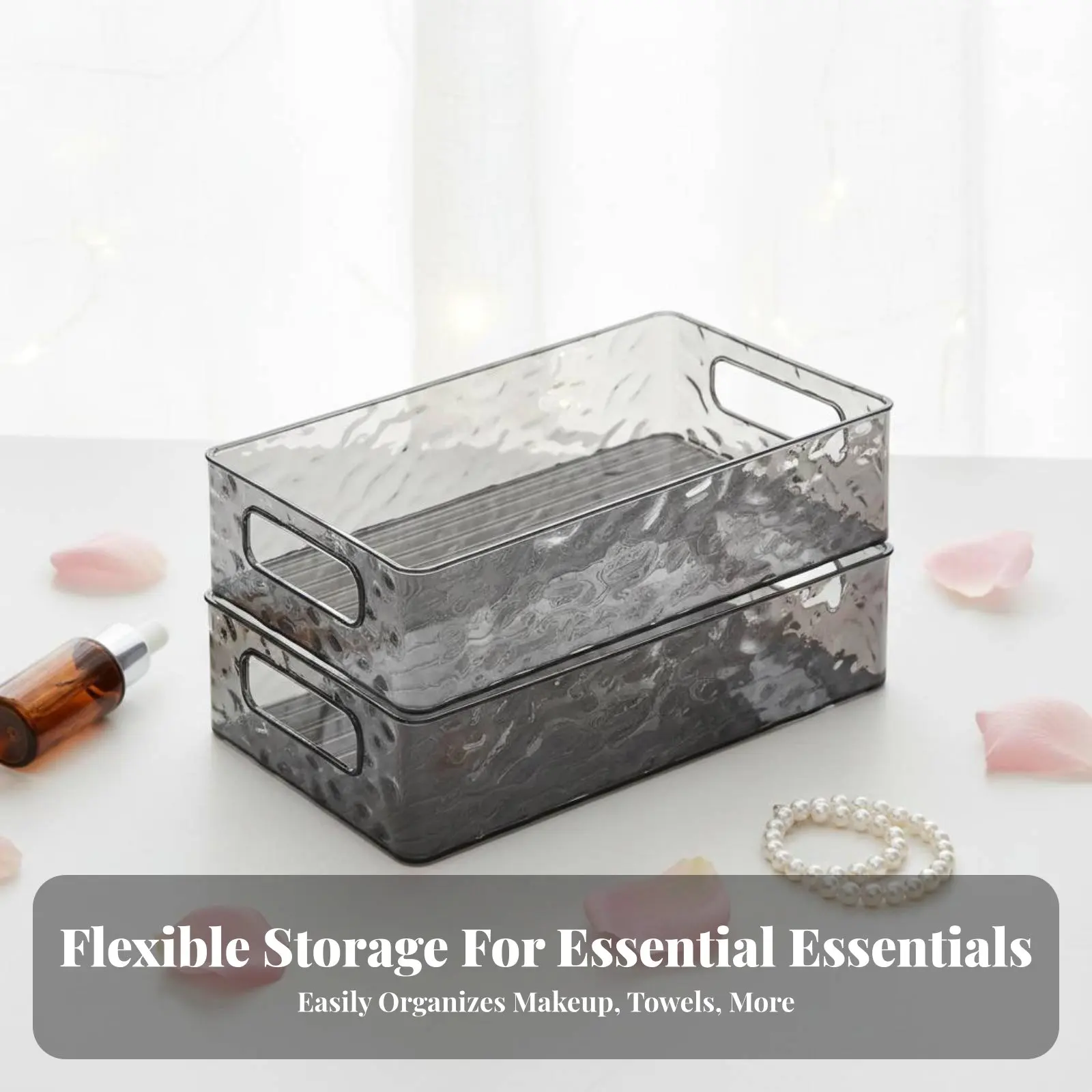 Transparent Makeup Container Clear Design Cosmetic Organizer Multi-Functional Large Capacity for Office Workers, Dressing Table