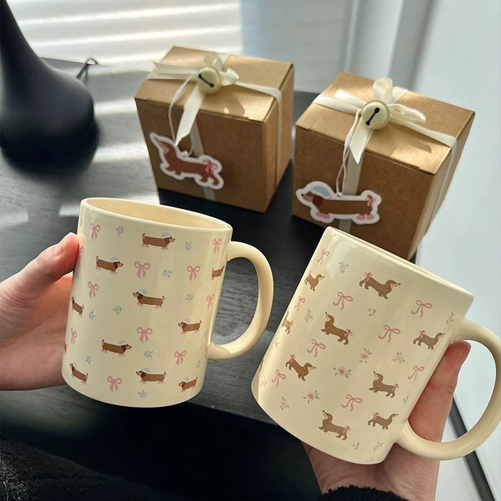 Keramiktasse, süßer Dackel, Cartoon-Wurst, Hund, Kaffee, Teetassen, Zuhause, Frühstück, Milch, Kaffeetasse, Weihnachten, Geburtstag, Geschenktasse