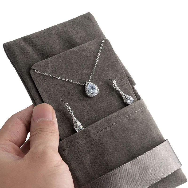 Fashion Jewelry Packaging Box Bag Flannel Bag for Ring Bangle Bracelet Necklace Earrings Set Exquisite Packaging Gift