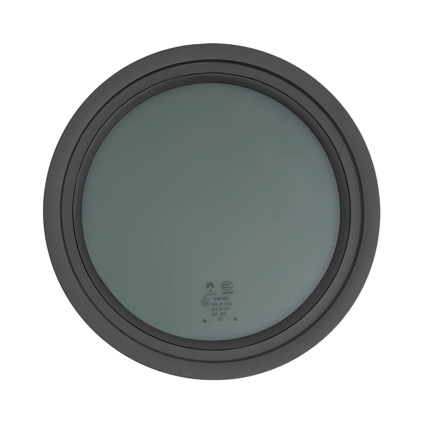 RV Window, RV Trailer Window, Camper Window, 13 Inch Round Fixed Smoked Glass, Tempered Privacy Sunshade Window with Black Trim Ring, Sun Heat Proof, Easy Install, Impact Resistant, For Motorhome Caravan Travel Trailer Door Side Wall Replacement