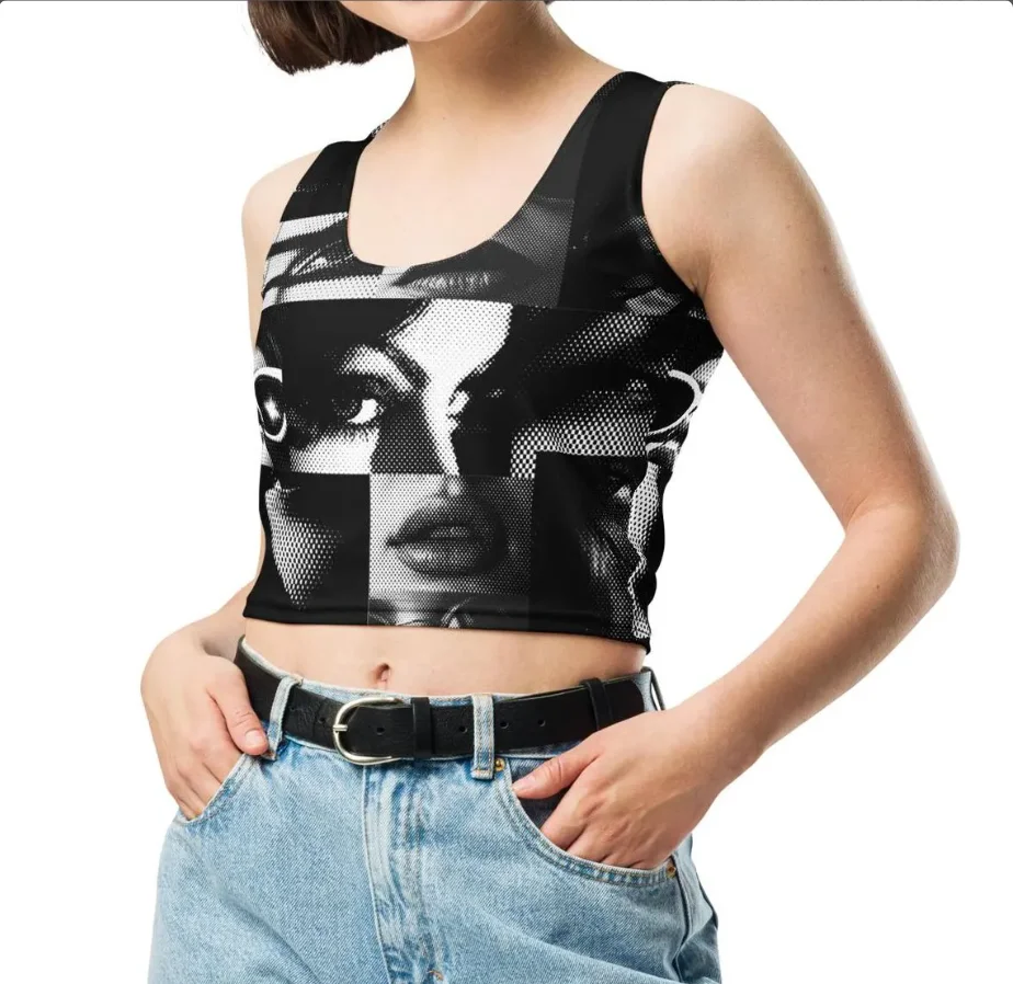 Y2k vest fashion patchwork pattern Harajuku T-shirt Grunge crop top clothing retro Gothic women's tight baby women's clothing