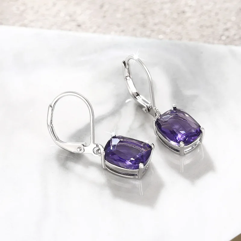 2026 New Vertical Purple Mature Charm Women's Ear Buckle Elegant Attending Parties Minimalist Gifts Jewelry Accessories