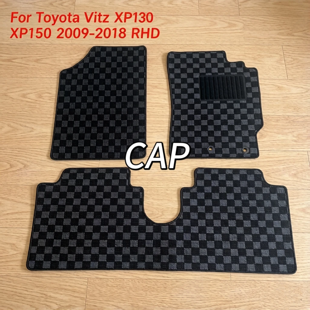 

Custom Car Floor Mats For Toyota Vitz XP130 XP150 2009-2018 RHD Custom Fit Plaid Pattern All Weather Waterproof Full Interior Pr