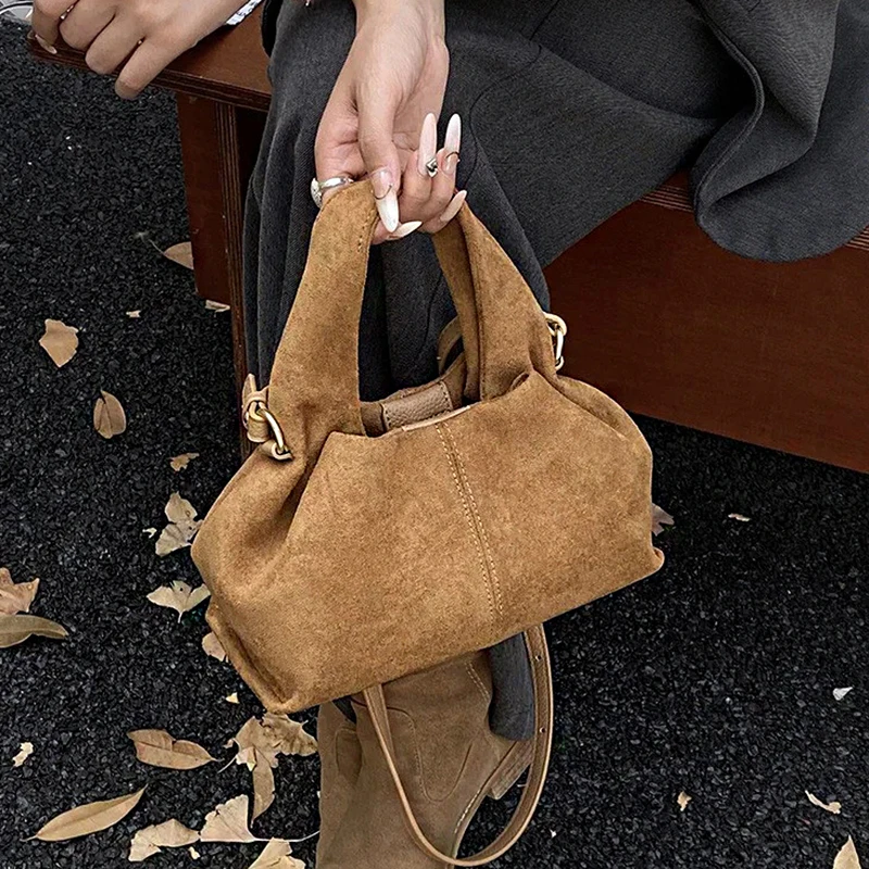 French Cloud Dumpling Bag Brand Design Frosted Bag New Fashion Handbag Lunch Box Bag Retro Magnetic Clasp Shoulder Crossbody Bag - view 2