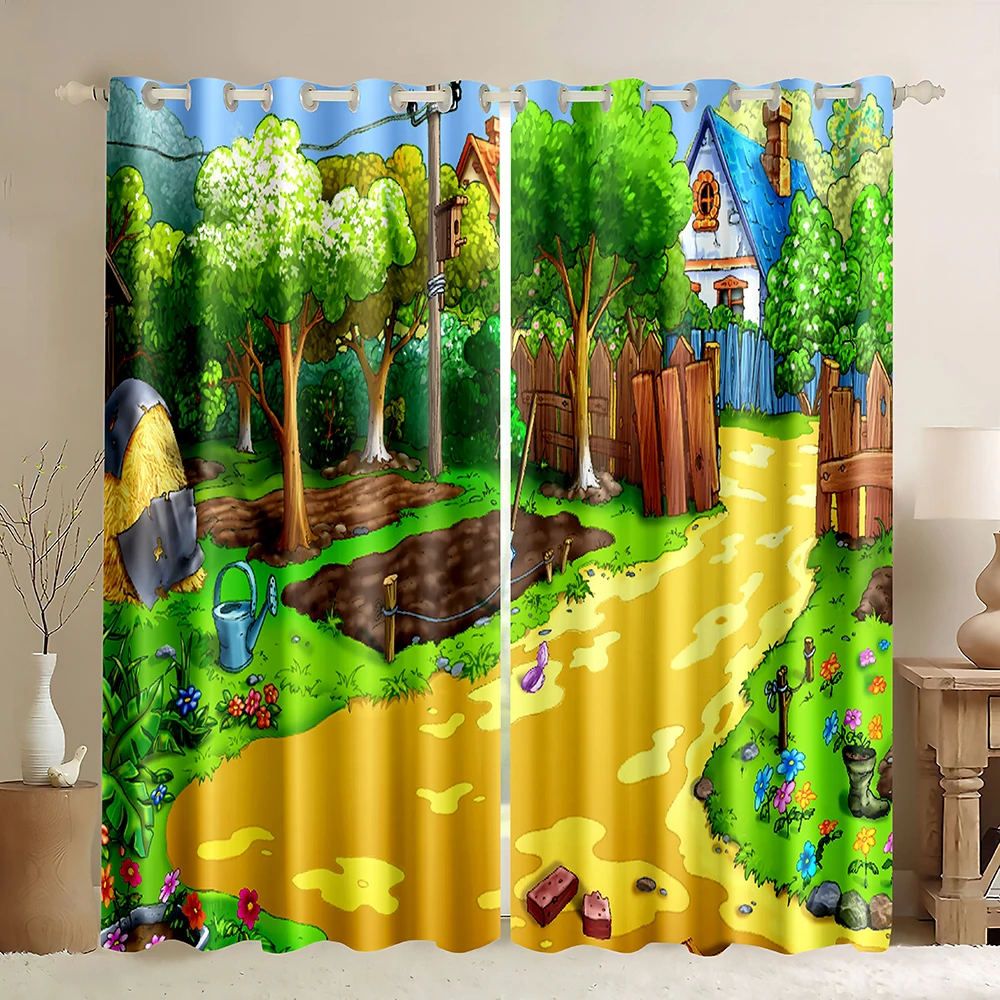 

2024 Safari Animals Window Curtain Cartoon Jungle Forest Print Curtains Home Decor Drape for Baby Children Bedroom Livingroom