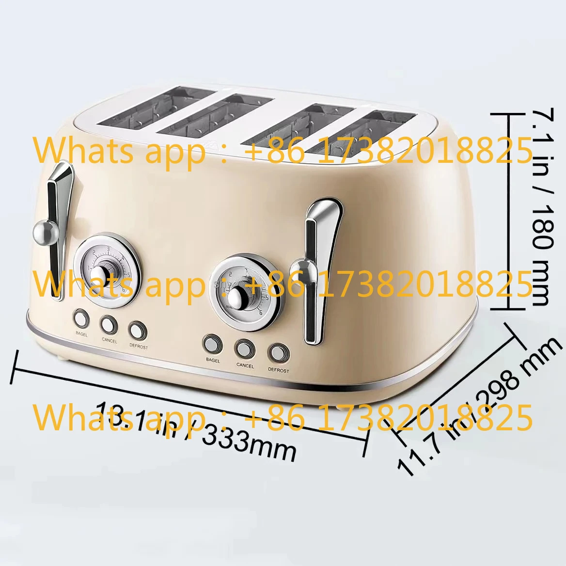 Brushed Stainless Steel Toaster 4 Slice 1650W Toaster