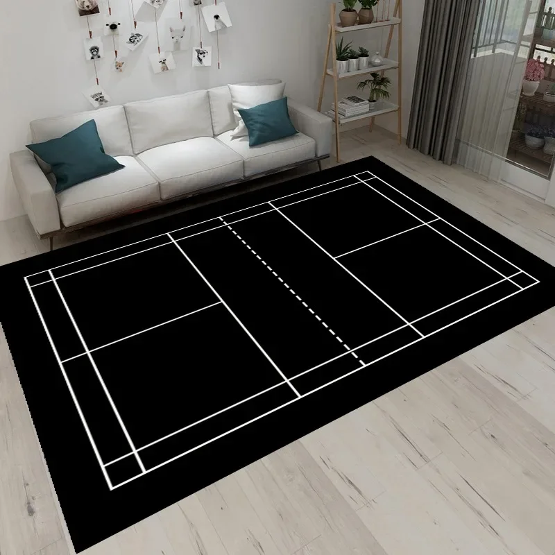 Sports Court Style Area Rug Collection Tennis Court Pattern Floor Mat For Game Room Sports Enthusiast Home Decor