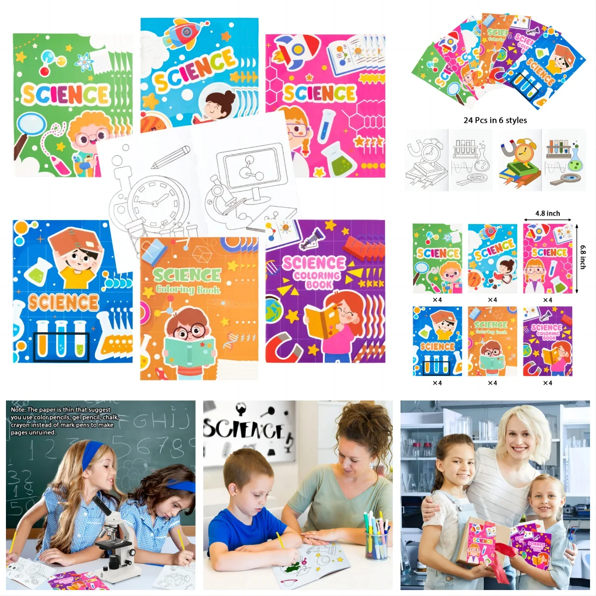 DIY Coloring Book Filling the Ocean Animal/Woodland/Science Theme Pattern Color Book Drawing Atlas Book For School Teaching Supp
