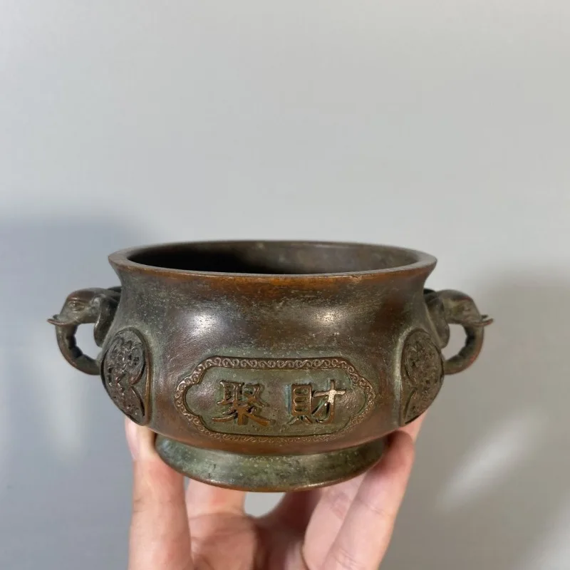 

Antique Elephant-Ear Incense Burner Chinese Buddhist Temple Incense Holder Indoor Meditation Altar Ornament Home Decor
