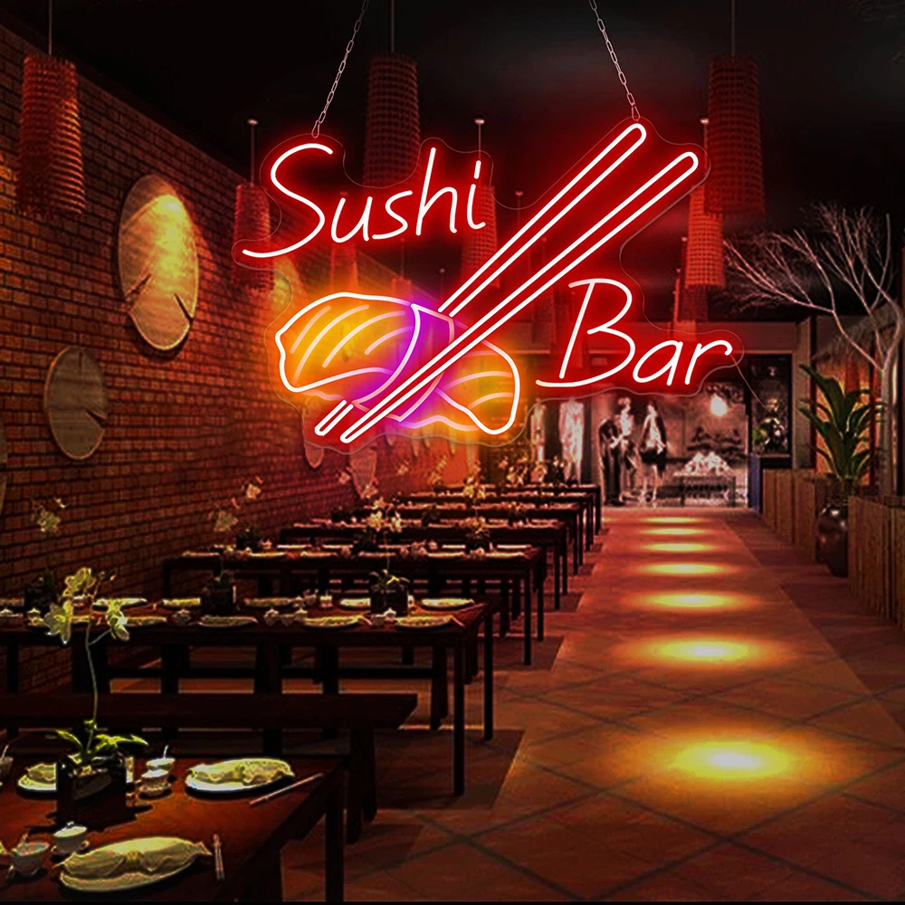 

Sushi Bar Neon Sign Salmon Sushi Led Signs Decor Custom Business Japanese Food Shop Wall Decoration Neon Light Restaurant Decors