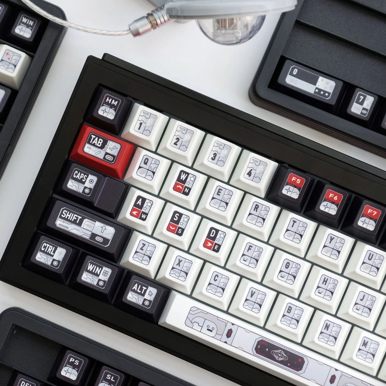 Space Exploration PBT Keycap Set Dye‑Sublimation Cherry Profile Custom Interstellar Sci‑Fi Keycaps For MX Mechanical Keyboard