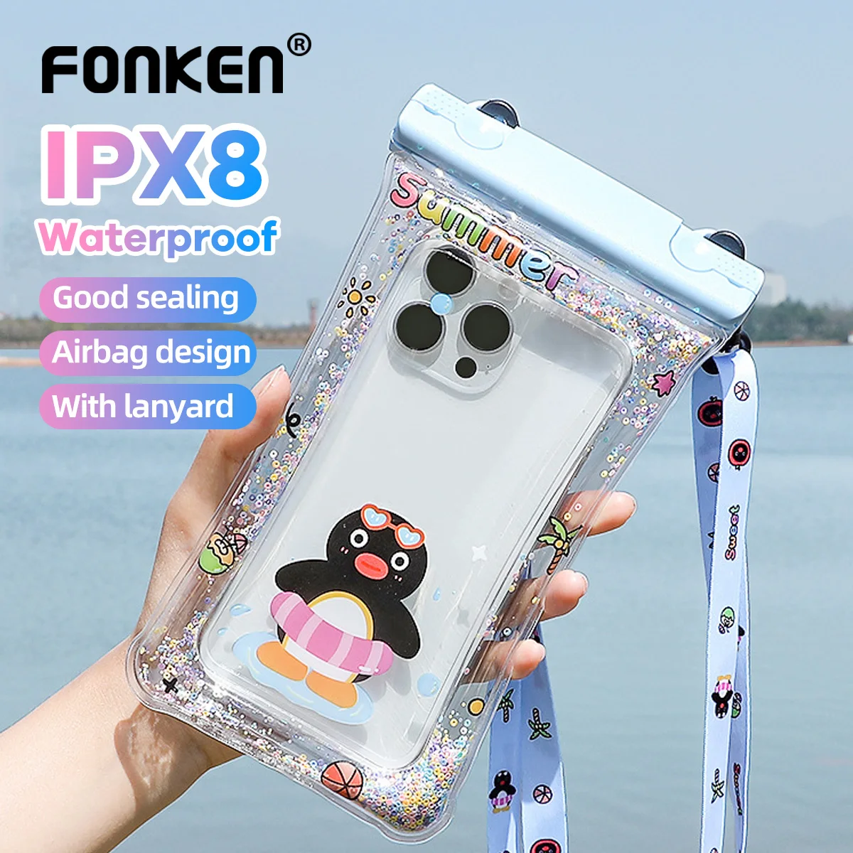 IPX8 Wasserdichte Telefon Fall Cartoon Schwimmende Airbag Schwimmen Wasserdichte Tasche Unterwasser Schutz Tasche Abdeckung Für iPhone Samsung
