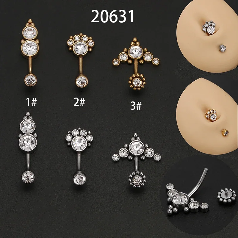 New Anti Allergy Lounger Titanium Earrings Ear Nail Belly Button Rings Navel Piercing Sex Hot Round Crystal Jewelry