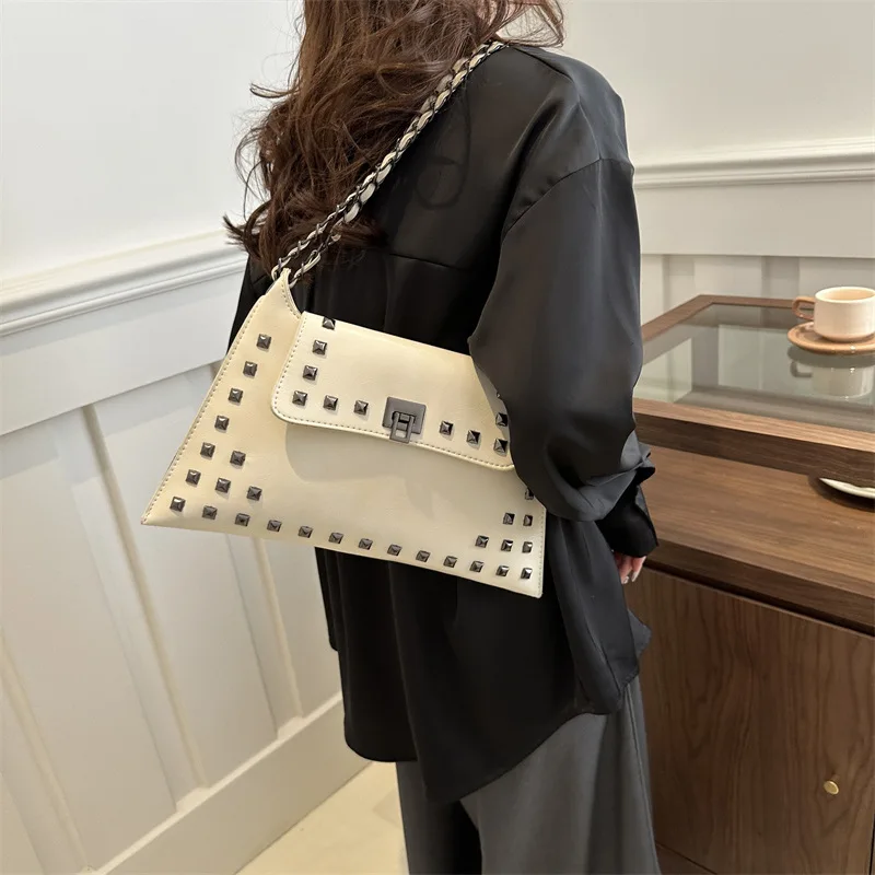 Y2K Style Shoulder Bag For Women Trendy Motorcycle Handbag Minimalist Shoulder Purse For Girls Street Wear