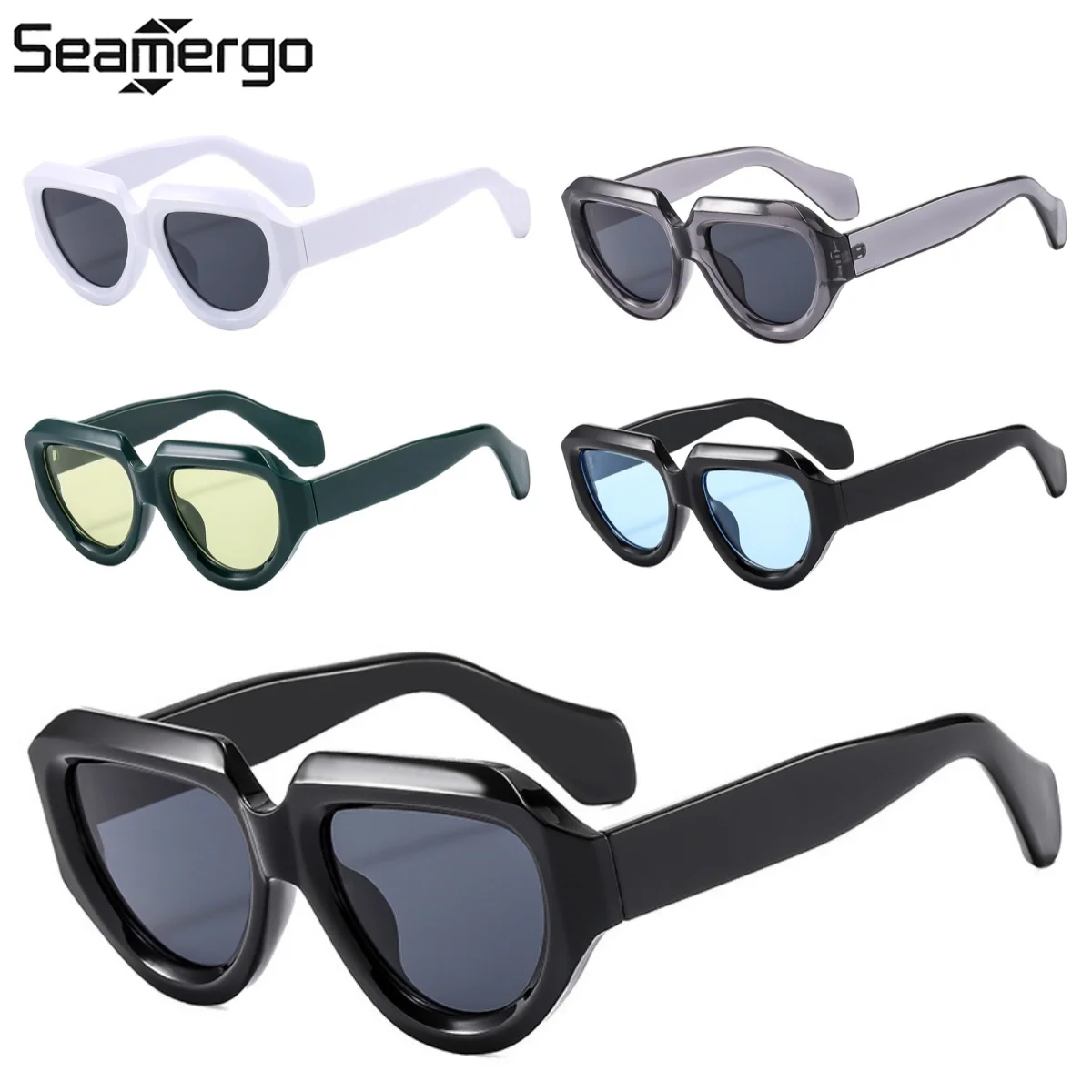 

SEAMERGO Classic Large Frame Sunglasses Men and Women Fashion New Retro Brand Designer Sunglasses Outdoor UV Travel Glasses