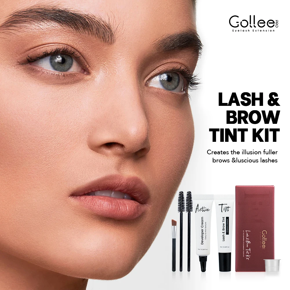 New Gollee 6ml Classic Black Nature Lash&Brow Tint Kit Pro Long-lasting Eyebrow Brow Eyelash Tint Waterproof Low Odor Lash Tint