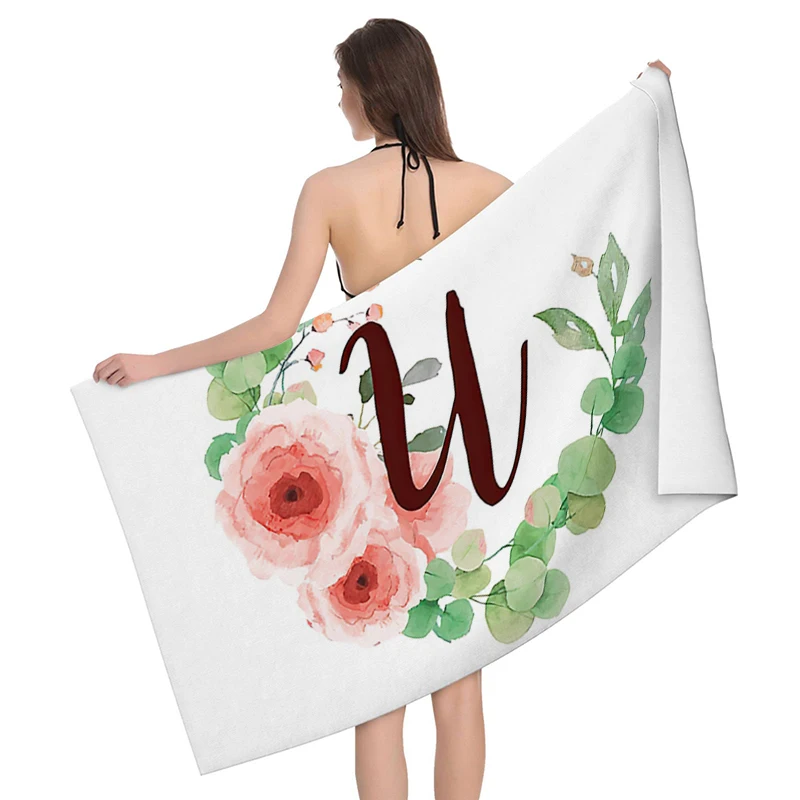 Home bath towels for the body towels bathroom letters and flower quick drying microfiber beach towel man and women large sports