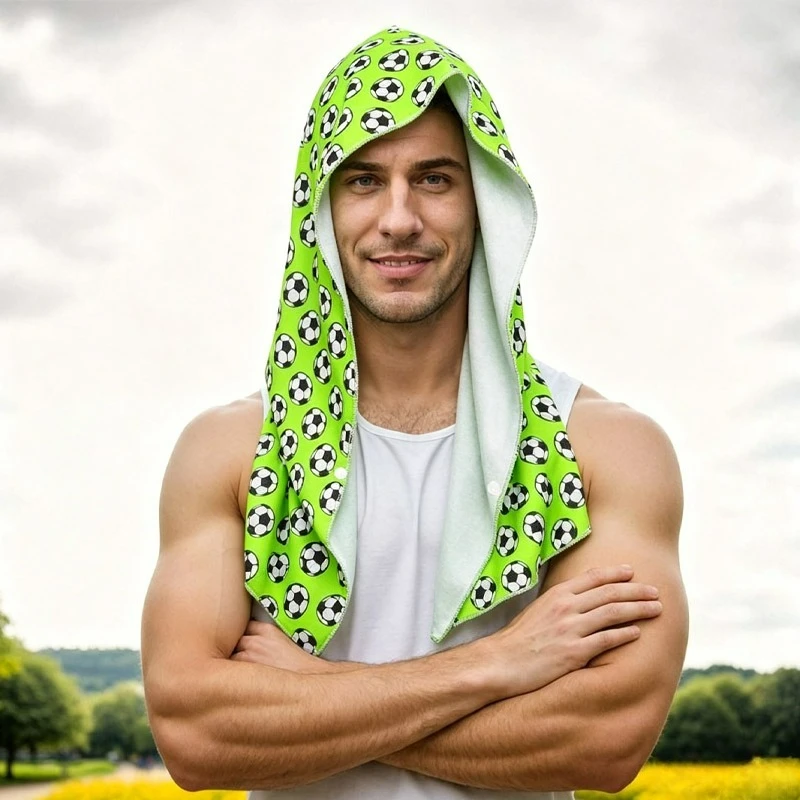 Sweat Absorbing Football Headscarf Cool Feeling Gym Beach Camping Towel for Football Lovers Soccer Game Towel Quick-Dry Headband