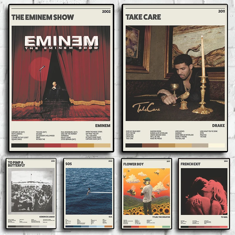 Álbum de música caliente estrella Eminem Sza Tv Gigl Drake cartel carteles de Hip Hop para sala de estar lienzo pintura arte decoración de pared del hogar imagen
