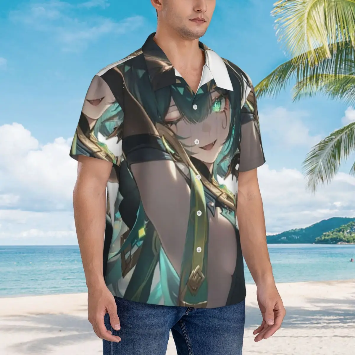 

Genshin Impact Nefer Armpit Leak Hawaiian Shirts Funny Men Short Sleeve Shirt for Summer Beach Men's Button Tops
