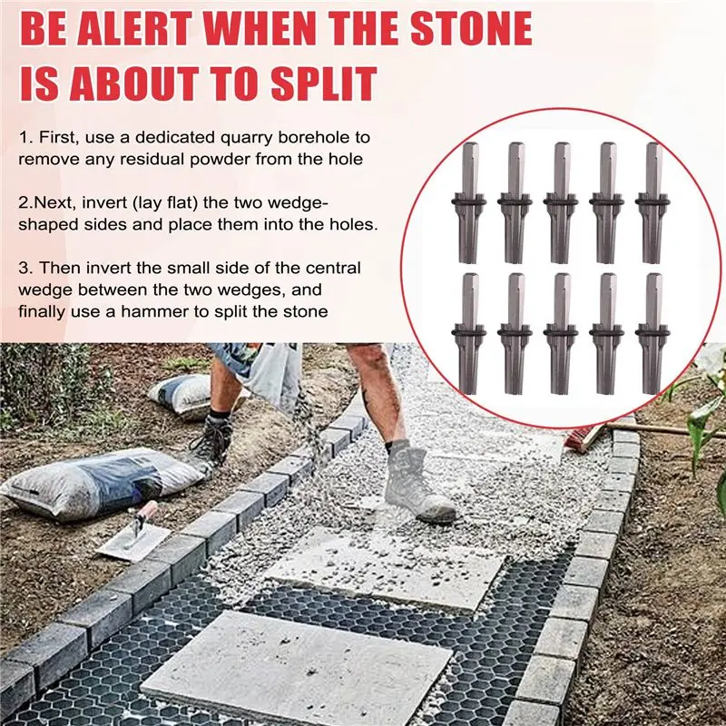

[HOT!A34R】 10 Set 5/8 Inch Plug Wedges And Feather Shims Concrete Rock Stone Splitter Hand Tools 16Mm