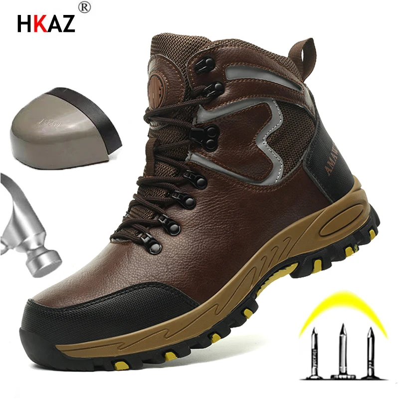 High Top Safety Shoes Men Steel Toe Work Shoes Men Women Work Safety Boots Anti Smash Safety Indestructible waterproof boots