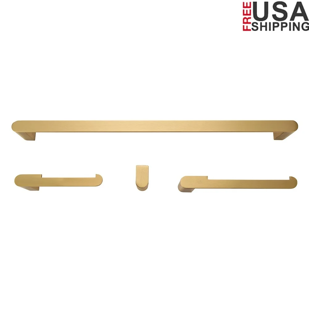 

Набор из 4 предметов из матовой латуни для ванной комнаты, кольцо для полотенец, крючок для халата, держатель для туалетной бумаги, универсальный современный дизайн, домашний декор