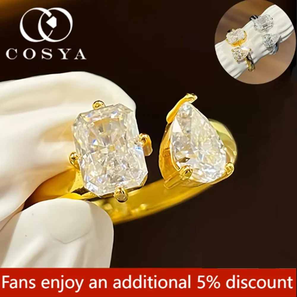 

COSYA 3,25 карата сияющая груша огранка D цвет муассанит кольцо сертифицированное стерлинговое серебро S925 для женщин мужчин ювелирные изделия подарок