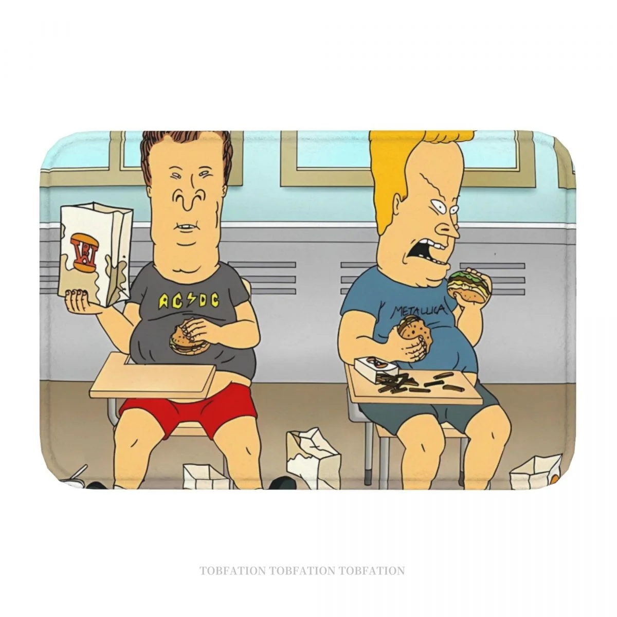 Beavis and Butthead Funny Sarcastic Cartoon Bathroom Non-Slip Carpet Burger Time Flannel Mat Welcome Doormat Floor Decoration