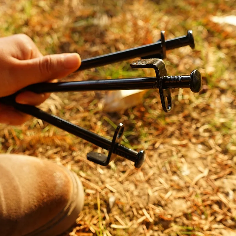 Chiodi da pavimento per tende accessori per unghie da neve in acciaio grassetto e allungato 30CM nero