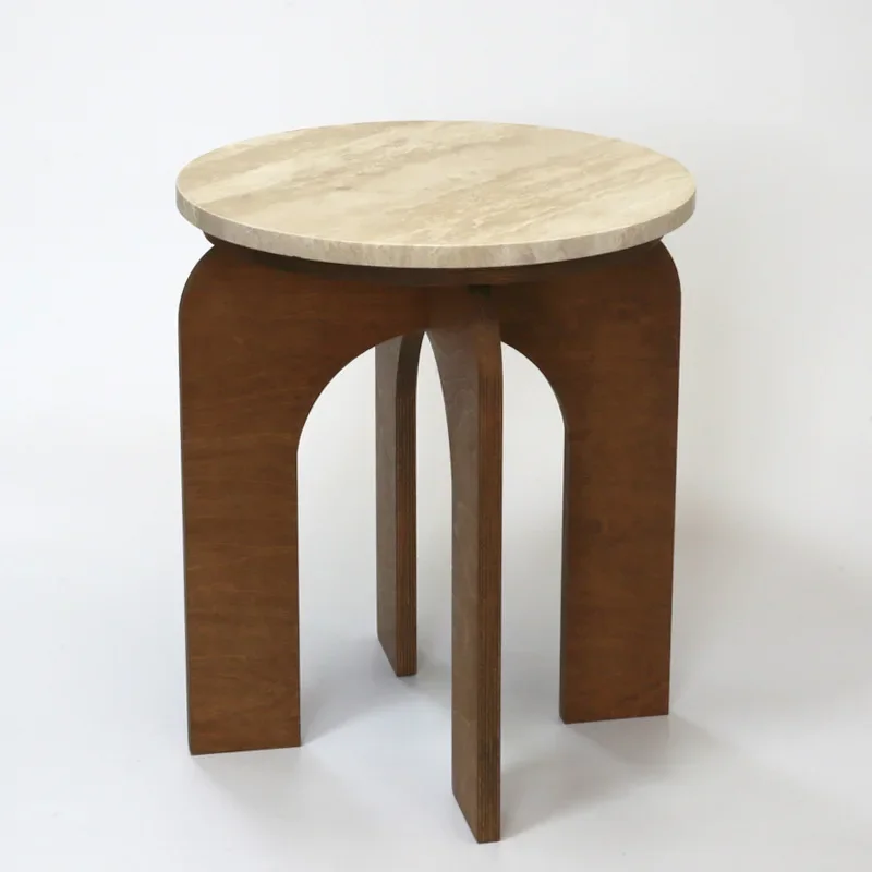 Moderno, natural, travertino, mesa de centro, hogar, salón, sofá, minimalista, madera maciza