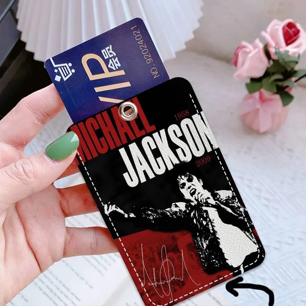 Singer M-Michael J-Jackson Holder Keychain With Keychain For Access Card Bus Pass & Card Credit ID Bank Card Protective Case