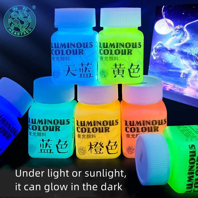 Bright Glow In The Dark Paint 8 Colors Waterproof Light Storage Luminous Acrylic Pigment For Wall Clothing Shoes Painting