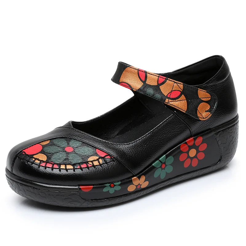 2023 New Classic Print Top in pelle bovina scarpe alla moda scarpe in pelle da donna scarpe con tacco medio spesso Comfort eleganti scarpe alla moda