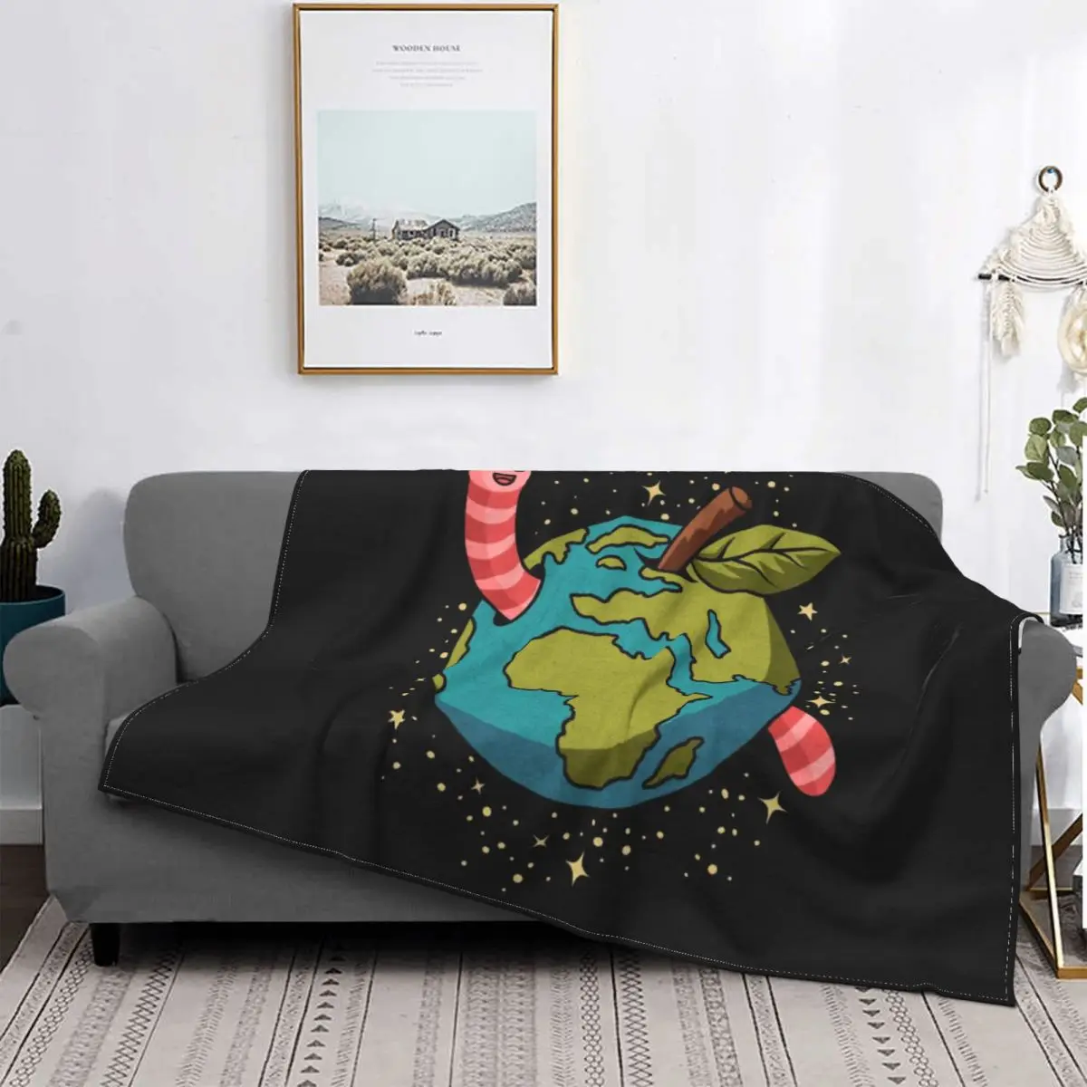 Earth And Earthworms Blanket Blue Star, Third Planet Fleece Velvet Spring Autumn Ultra-Soft Throw Blankets For bed Rug Piece