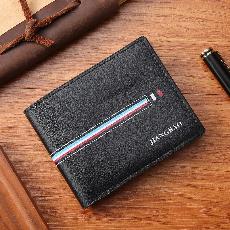 2024 New Men Short Wallet Korean Version Horizontal Ribbon Contrasting Wallet Fashion Student Wallet for Women