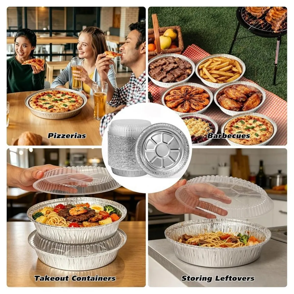 Aluminum Foil Pans with Clear Lids - 20 Pack Pie Tins Disposable to Go Containers with Lid for Baking, Storing Leftovers