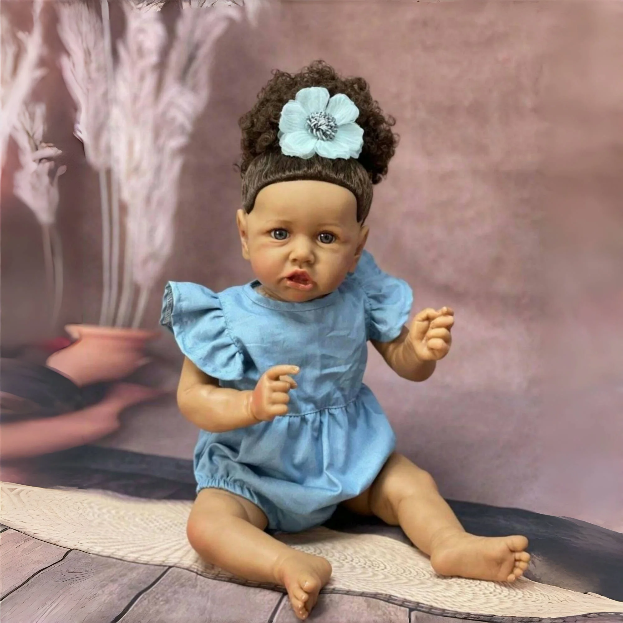 Bambole Reborn Saskia Bebê da 20 pollici in pelle scura dipinte Bambole per neonati con capelli radicati Giocattoli per bambole per regalo per bambini Reborn bonecas