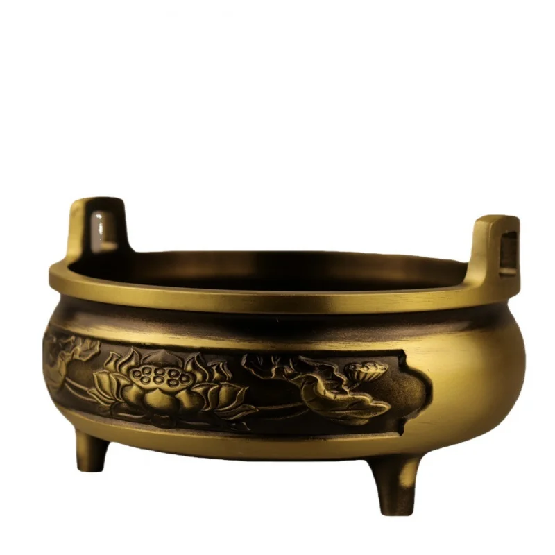 New brass triangular lotus incense burner home decoration creative gift craft copper ornament