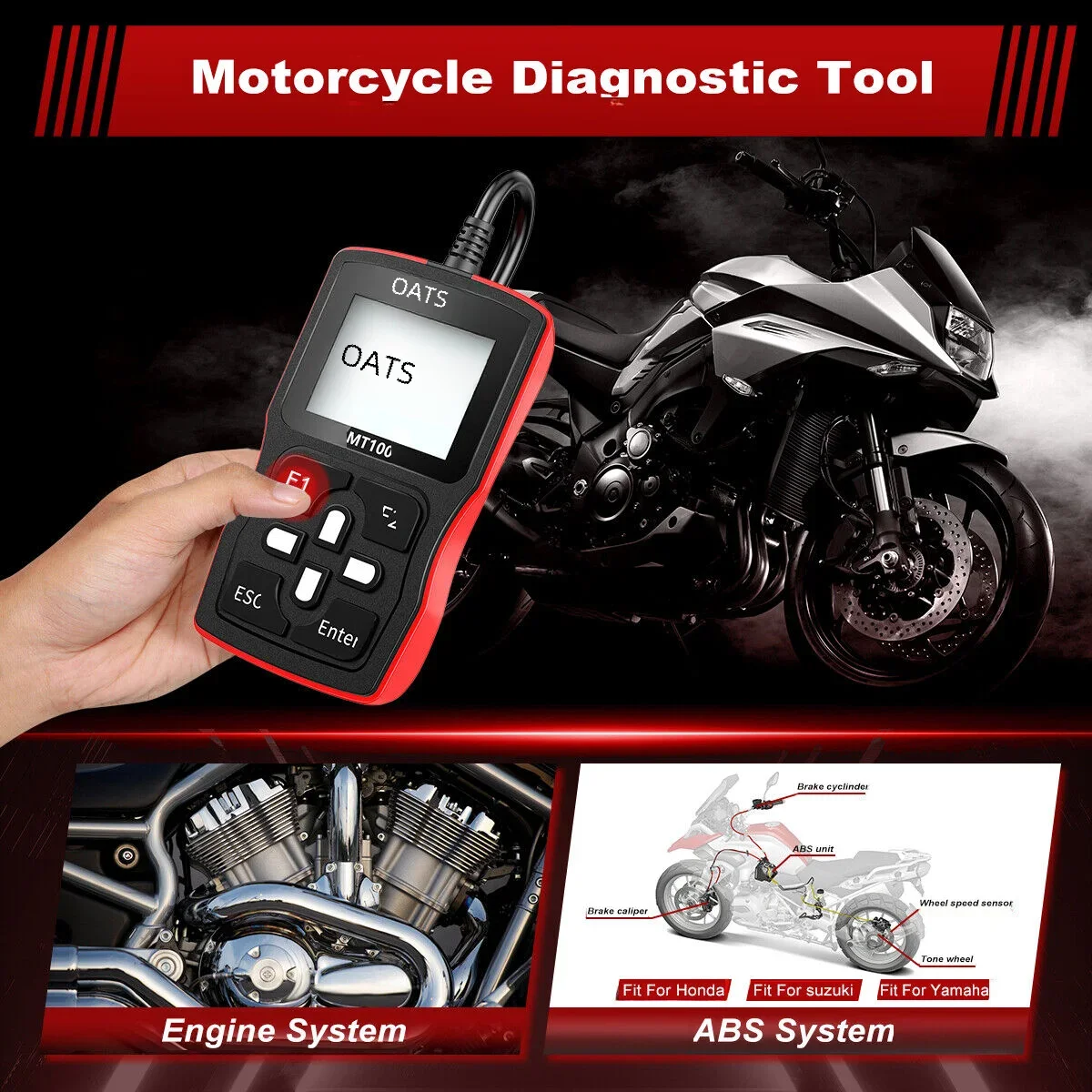 ANCEL MT100 Motorcycle Diagnostic Tool Engine Check Code Reader OBD2 Motorcycle Scanner for YAMAHA /HONDA/SUZUKI Free Update