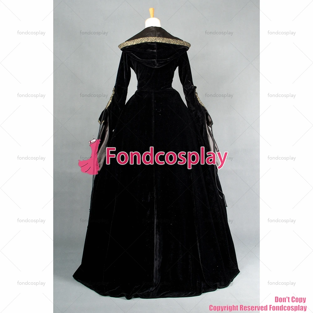 fondcosplay Victorian ROCOCO Gown Ball green satin dress Gothic Punk black Velvet jacket Cosplay Costume CD/TV[G1628]