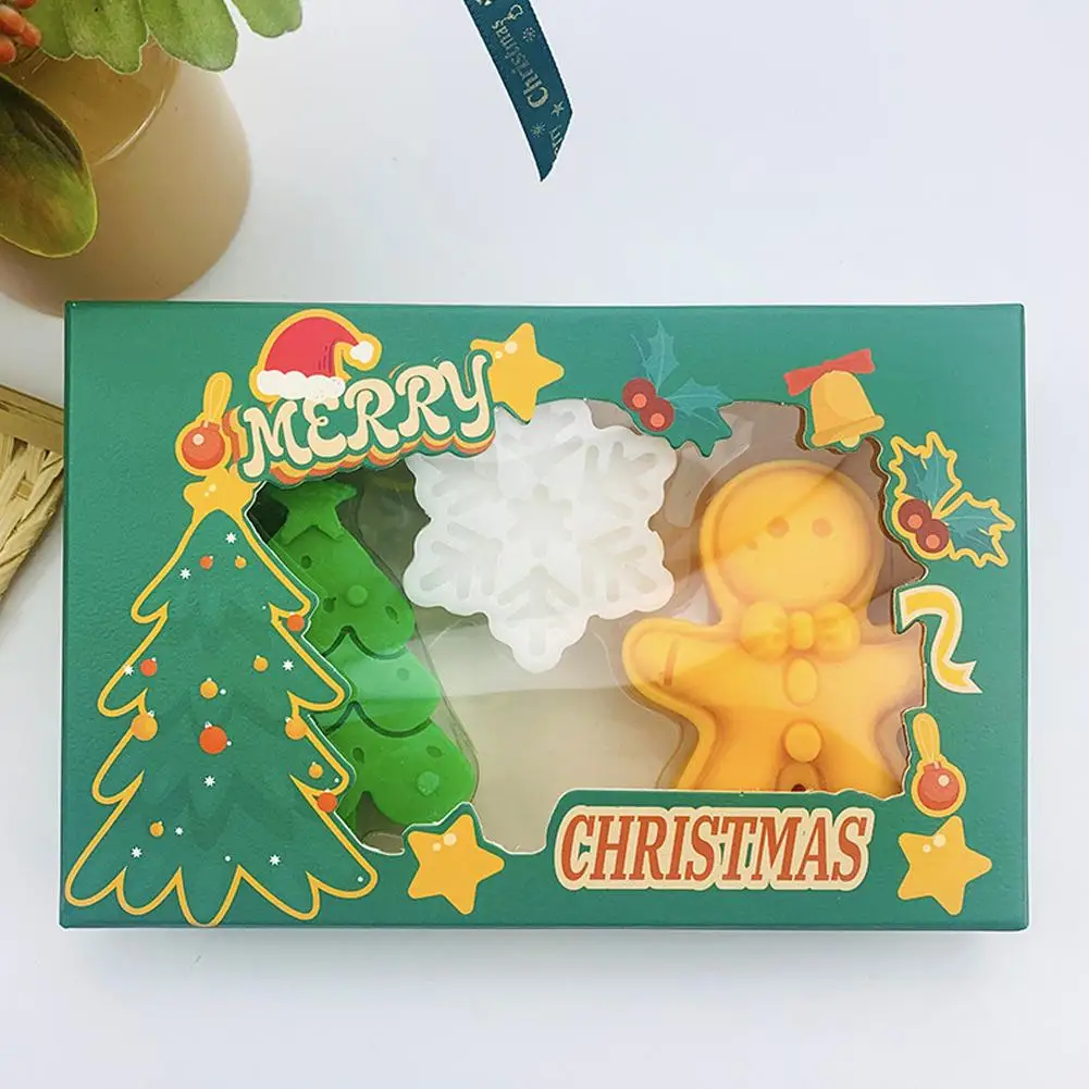 

3PCS Christmas Bar Soap Set, Handmade Bath Soaps, Soaps Gifts Christmas Trees Snowflakes Gingerbread Soap for Hands, Face Wash