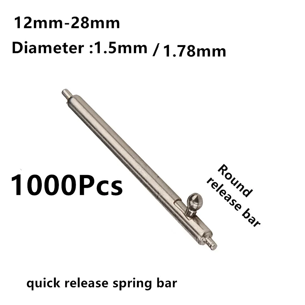 1000Pcs 1.5 /1.8mm Diameter 304 Stainless Steel Watch Pin 12/14/15/16/17/18/19/20/21/22/23/24/26/28mm Quick Release Spring Bar