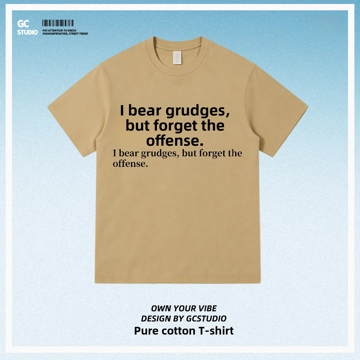 Comical Text Pure Cotton Summer New Casual T-shirt Breathable Skin-friendly Standard Fit round Neck Short Sleeve Printed Tee
