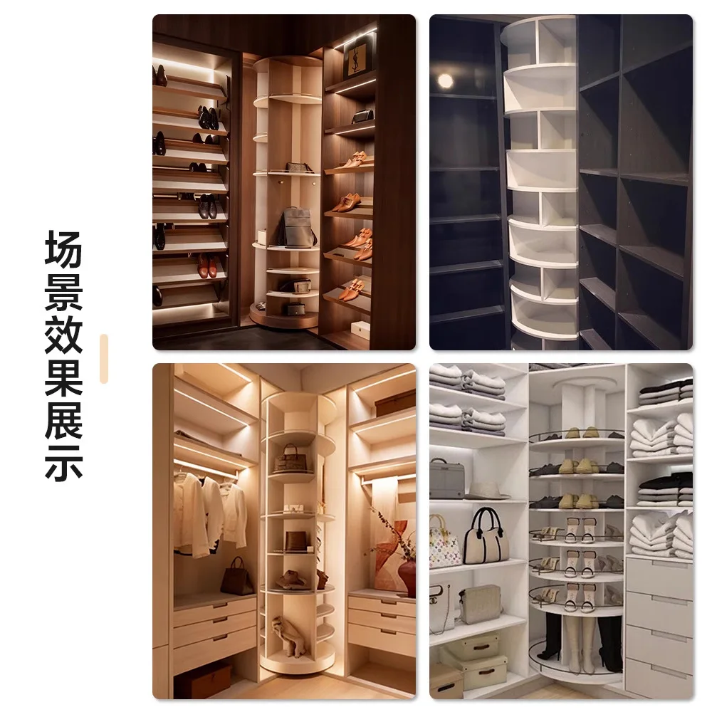 360-Degree Electric Rotating Cabinet Shelf Hardware Accessories Display Cabinet Mobile Storage Clothes Bookcase
